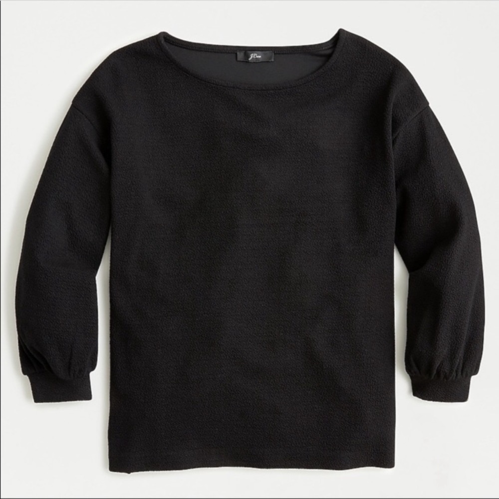 J. Crew Balloon Sleeve Double-Knit Top Blouse Black Size L classic career